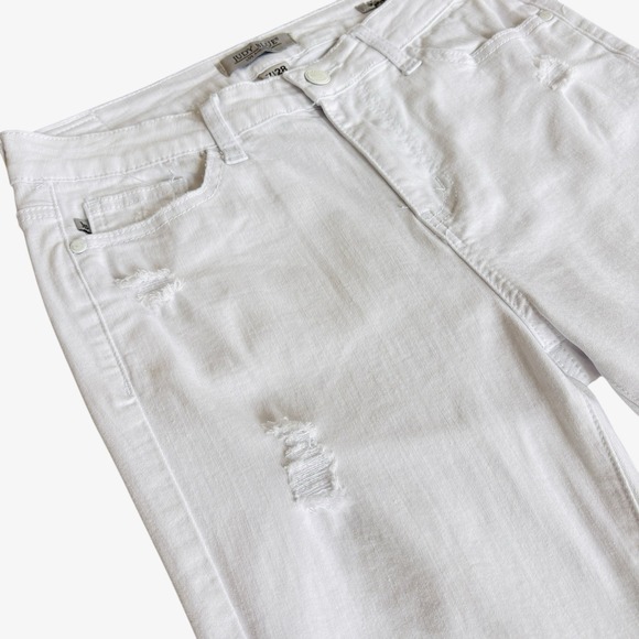 Judy Blue White Skinny Fit Jeans S Sz 7 / 28 Lace Patches Stretch Distressed - Picture 3 of 16